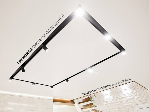 Натяжные потолки с трековыми светильниками